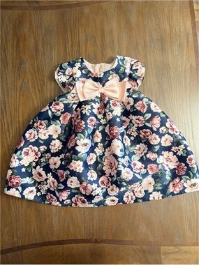 Bonnie Baby baby girl dress navy blue floral 24 months